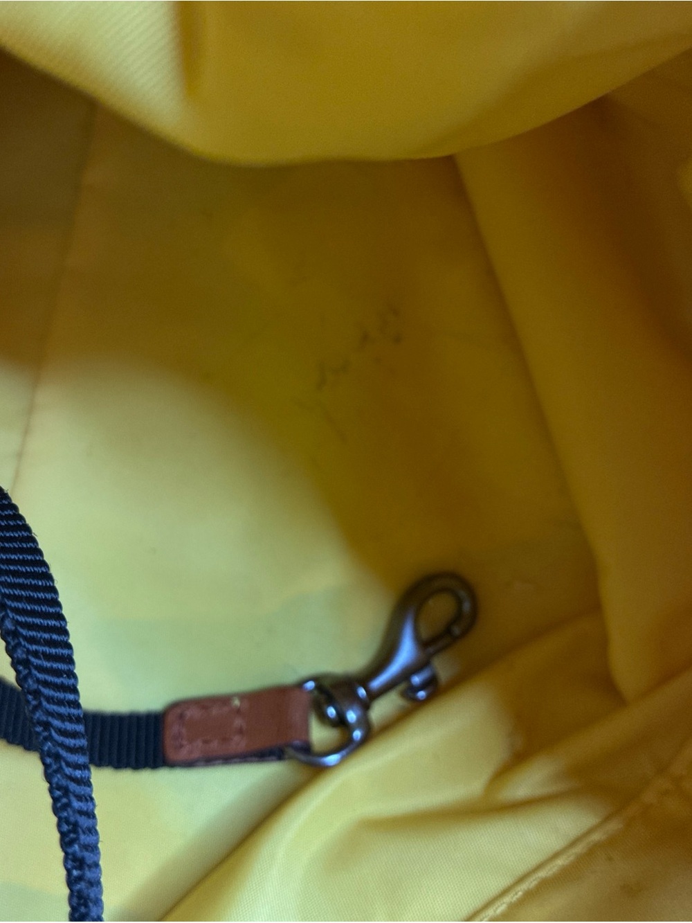 Vintage Dooney & Bourke Blue Nylon&Leather Trim Crossbody Tote W/Yellow Lining - Picture 7 of 8